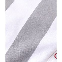 Babyhug Full Sleeves Cotton Striped and Text Print Sleep Suit - White