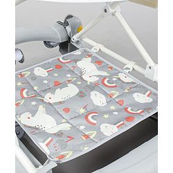 Babyhug Unicorn Foldable Baby Walker Cum Rocker With Parent Push Handle & Sun Shade - Grey