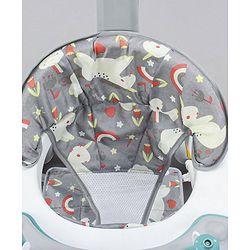Babyhug Unicorn Foldable Baby Walker Cum Rocker With Parent Push Handle & Sun Shade - Grey