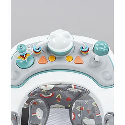 Babyhug Unicorn Foldable Baby Walker Cum Rocker With Parent Push Handle & Sun Shade - Grey
