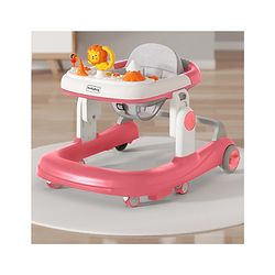 Babyhug Zest Musical Baby Walker With Adjustable Height  Toy Bar & Anti Fall Protection- Pink & White