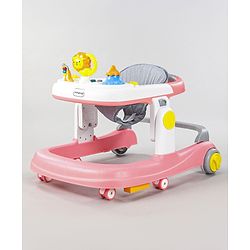 Babyhug Zest Musical Baby Walker With Adjustable Height  Toy Bar & Anti Fall Protection- Pink & White