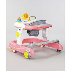 Babyhug Zest Musical Baby Walker With Adjustable Height  Toy Bar & Anti Fall Protection- Pink & White
