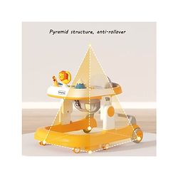 Babyhug Zest Musical Baby Walker With Adjustable Height  Toy Bar & Anti Fall Protection- Pink & White