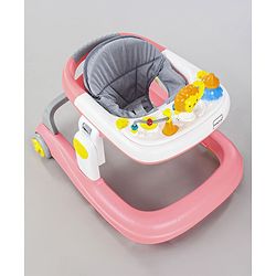 Babyhug Zest Musical Baby Walker With Adjustable Height  Toy Bar & Anti Fall Protection- Pink & White