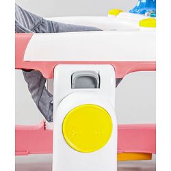 Babyhug Zest Musical Baby Walker With Adjustable Height  Toy Bar & Anti Fall Protection- Pink & White