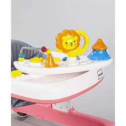 Babyhug Zest Musical Baby Walker With Adjustable Height  Toy Bar & Anti Fall Protection- Pink & White