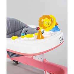Babyhug Zest Musical Baby Walker With Adjustable Height  Toy Bar & Anti Fall Protection- Pink & White