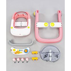 Babyhug Zest Musical Baby Walker With Adjustable Height  Toy Bar & Anti Fall Protection- Pink & White