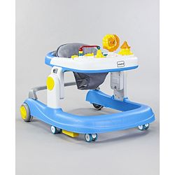 Babyhug Zest Musical Baby Walker With Adjustable Height Toy Bar & Anti Fall Protection- Light Blue & White| Rear Wheels with Speed Control| Removable Toy Tray| Adjustable Cushion Seat| BIS Certified