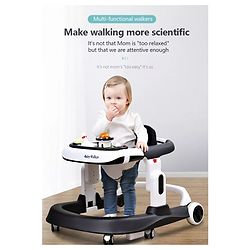 Babyhug Zest Musical Baby Walker With Adjustable Height Toy Bar & Anti Fall Protection- Light Blue & White| Rear Wheels with Speed Control| Removable Toy Tray| Adjustable Cushion Seat| BIS Certified
