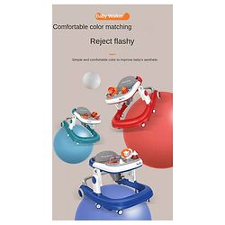 Babyhug Zest Musical Baby Walker With Adjustable Height Toy Bar & Anti Fall Protection- Light Blue & White| Rear Wheels with Speed Control| Removable Toy Tray| Adjustable Cushion Seat| BIS Certified