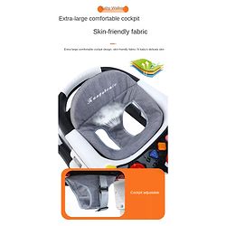 Babyhug Zest Musical Baby Walker With Adjustable Height Toy Bar & Anti Fall Protection- Light Blue & White| Rear Wheels with Speed Control| Removable Toy Tray| Adjustable Cushion Seat| BIS Certified