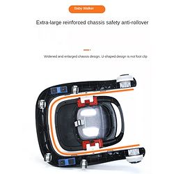 Babyhug Zest Musical Baby Walker With Adjustable Height Toy Bar & Anti Fall Protection- Light Blue & White| Rear Wheels with Speed Control| Removable Toy Tray| Adjustable Cushion Seat| BIS Certified