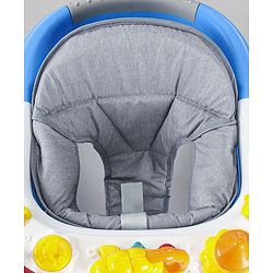 Babyhug Zest Musical Baby Walker With Adjustable Height Toy Bar & Anti Fall Protection- Light Blue & White| Rear Wheels with Speed Control| Removable Toy Tray| Adjustable Cushion Seat| BIS Certified