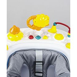 Babyhug Zest Musical Baby Walker With Adjustable Height Toy Bar & Anti Fall Protection- Light Blue & White| Rear Wheels with Speed Control| Removable Toy Tray| Adjustable Cushion Seat| BIS Certified