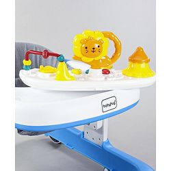 Babyhug Zest Musical Baby Walker With Adjustable Height Toy Bar & Anti Fall Protection- Light Blue & White| Rear Wheels with Speed Control| Removable Toy Tray| Adjustable Cushion Seat| BIS Certified
