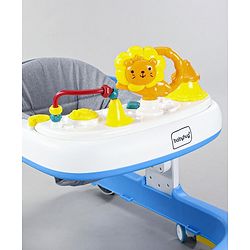 Babyhug Zest Musical Baby Walker With Adjustable Height Toy Bar & Anti Fall Protection- Light Blue & White| Rear Wheels with Speed Control| Removable Toy Tray| Adjustable Cushion Seat| BIS Certified