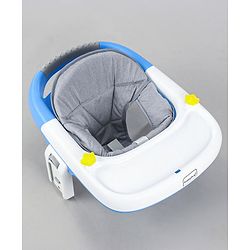 Babyhug Zest Musical Baby Walker With Adjustable Height Toy Bar & Anti Fall Protection- Light Blue & White| Rear Wheels with Speed Control| Removable Toy Tray| Adjustable Cushion Seat| BIS Certified