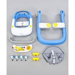 Babyhug Zest Musical Baby Walker With Adjustable Height Toy Bar & Anti Fall Protection- Light Blue & White| Rear Wheels with Speed Control| Removable Toy Tray| Adjustable Cushion Seat| BIS Certified