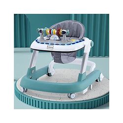 Babyhug Laugh & Learn Multifunctional 2 in 1 Baby Walker With anti Fall Protection & Adjustable Height - Red White| Musical Play Tray with Light| Easy Compact Folding| Swivel Wheels| Smart Speed Control| Push Walker