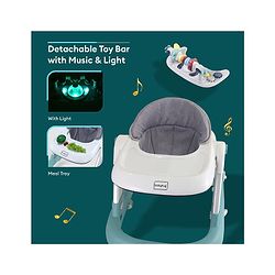 Babyhug Laugh & Learn Multifunctional 2 in 1 Baby Walker With anti Fall Protection & Adjustable Height - Red White| Musical Play Tray with Light| Easy Compact Folding| Swivel Wheels| Smart Speed Control| Push Walker