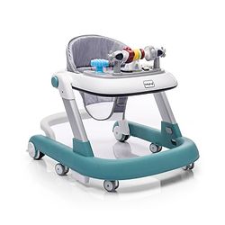 Babyhug Laugh & Learn Multifunctional 2 in 1 Baby Walker With anti Fall Protection & Adjustable Height - Red White| Musical Play Tray with Light| Easy Compact Folding| Swivel Wheels| Smart Speed Control| Push Walker