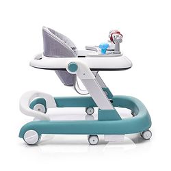 Babyhug Laugh & Learn Multifunctional 2 in 1 Baby Walker With anti Fall Protection & Adjustable Height - Red White| Musical Play Tray with Light| Easy Compact Folding| Swivel Wheels| Smart Speed Control| Push Walker