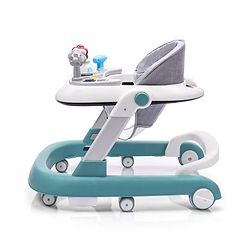 Babyhug Laugh & Learn Multifunctional 2 in 1 Baby Walker With anti Fall Protection & Adjustable Height - Red White| Musical Play Tray with Light| Easy Compact Folding| Swivel Wheels| Smart Speed Control| Push Walker