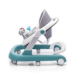 Babyhug Laugh & Learn Multifunctional 2 in 1 Baby Walker With anti Fall Protection & Adjustable Height - Red White| Musical Play Tray with Light| Easy Compact Folding| Swivel Wheels| Smart Speed Control| Push Walker