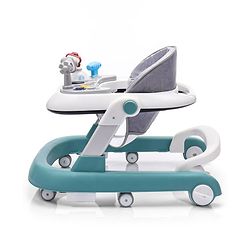 Babyhug Laugh & Learn Multifunctional 2 in 1 Baby Walker With anti Fall Protection & Adjustable Height - Red White| Musical Play Tray with Light| Easy Compact Folding| Swivel Wheels| Smart Speed Control| Push Walker