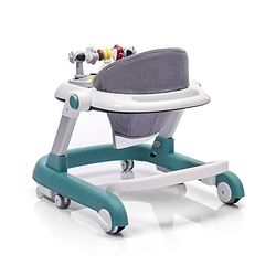 Babyhug Laugh & Learn Multifunctional 2 in 1 Baby Walker With anti Fall Protection & Adjustable Height - Red White| Musical Play Tray with Light| Easy Compact Folding| Swivel Wheels| Smart Speed Control| Push Walker