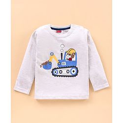 Babyhug Full Sleeves Tee Construction Vehicle Print Pack of 3 - Navy Blue Light Grey Red