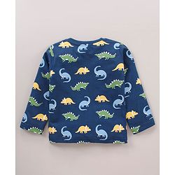 Babyhug Cotton Knit Full Sleeve Dino Print & Striped T-Shirt Pack of 3 - Multicolour