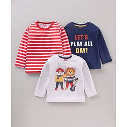 Babyhug Cotton Full Sleeves T-Shirt Stripes Print Pack of 3 - Multicolour