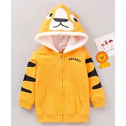 Babyhug Cotton Full Sleeves Hooded Sweatshirt Multiprint - Yellow