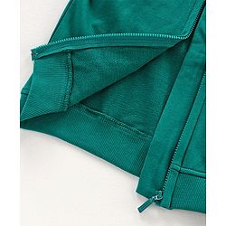 Babyhug Cotton Knit Full Sleeves Hooded HD Text Printed Sweat Jacket with Applique & Fur Detailing- Green