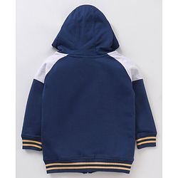 Babyhug Cotton Knit Full Sleeves Hooded Sweatshirt Text Print - Navy Blue