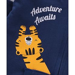 Babyhug Cotton Knit Full Sleeves Hooded Sweatshirt Text Print - Navy Blue