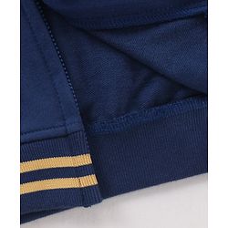 Babyhug Cotton Knit Full Sleeves Hooded Sweatshirt Text Print - Navy Blue