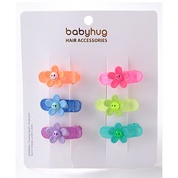 Babyhug Free Size Floral Shaped Clips  Pack of 6 - Multicolor