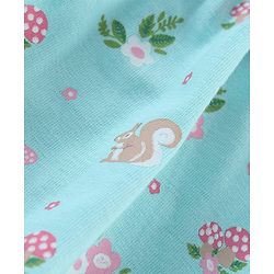 Babyhug 100% Cotton Knit Full Sleeves Floral Printed Frock Style Onesie - Blue