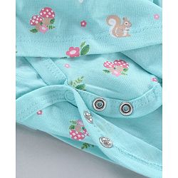 Babyhug 100% Cotton Knit Full Sleeves Floral Printed Frock Style Onesie - Blue
