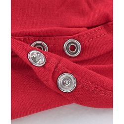 Babyhug 100% Cotton Knit Full Sleeves Heart Printed Frock Style Onesie - Red