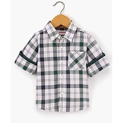 Babyhug Cotton Full Sleeves Checked Shirt- Green