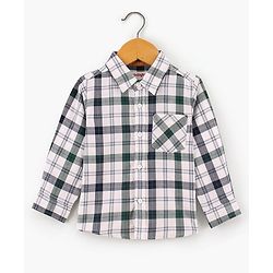 Babyhug Cotton Full Sleeves Checked Shirt- Green