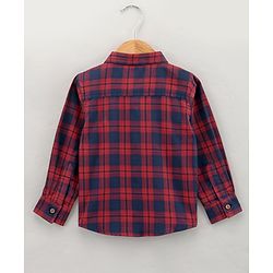 Babyhug Cotton Woven Full Sleeves Checks Shirt - Navy Red