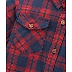Babyhug Cotton Woven Full Sleeves Checks Shirt - Navy Red