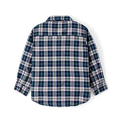 Babyhug Cotton Full Sleeves Checked Shirt- Navy Green