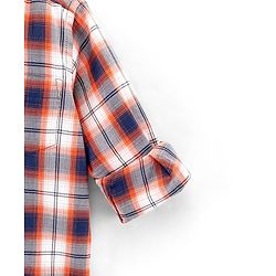Babyhug Cotton Full Sleeves Checked Shirt With Pocket - Orange
